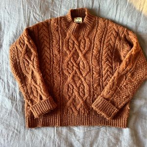 Acne Studios Chestnut Brown Cableknit Mock neck Sweater Size M